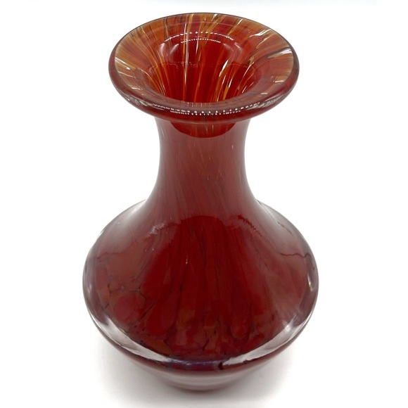 vintage bohemian czech glass Crystal vase Red Swirl Hand Cut Lead Crystal. - Picture 1 of 5